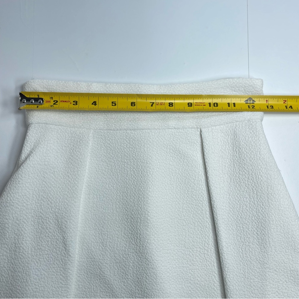 BLACK HALO Women's A-Line Box Pleat Lined Sanibel Skirt Ivory Crepe Size 0 - Picture 6 of 8